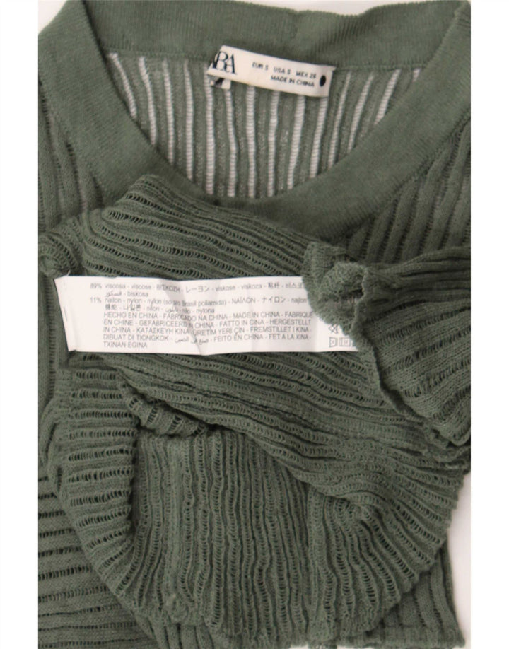 Bluză din tricot pentru femei Zara UK 8 Small Green Viscose