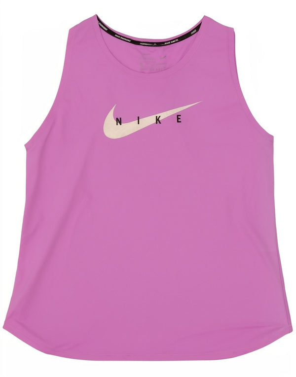 Top cu vestă grafică pentru alergare Nike pentru femei UK 14 Medium roz poliester Sport
