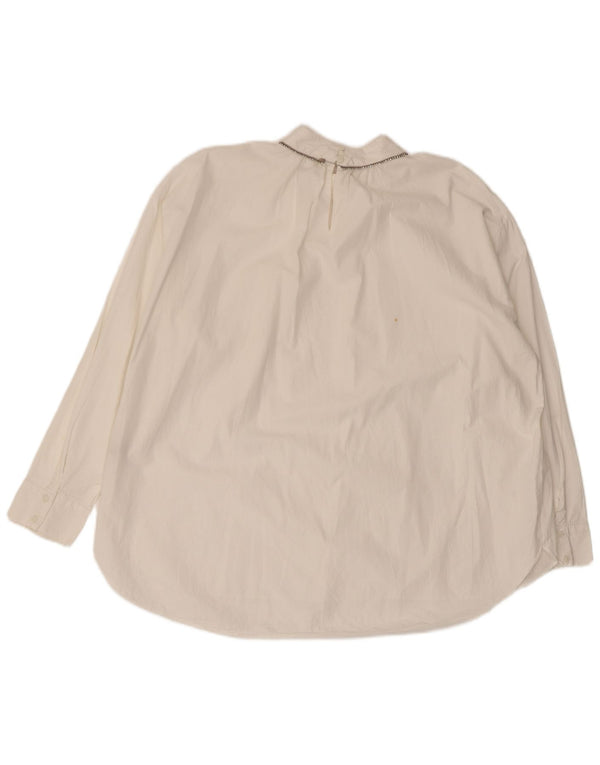 Bluză cu mânecă lungă supradimensionată pentru femei ZARA UK 6 XS Bumbac alb