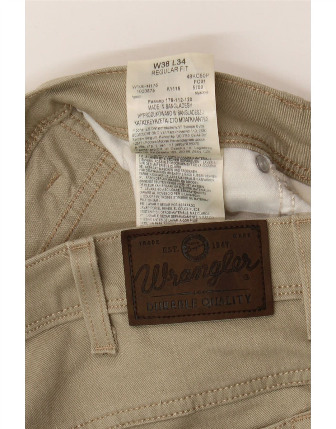 Blugi drepti Wrangler pentru bărbați, cu ajustare normală, W38 L34, bumbac verde