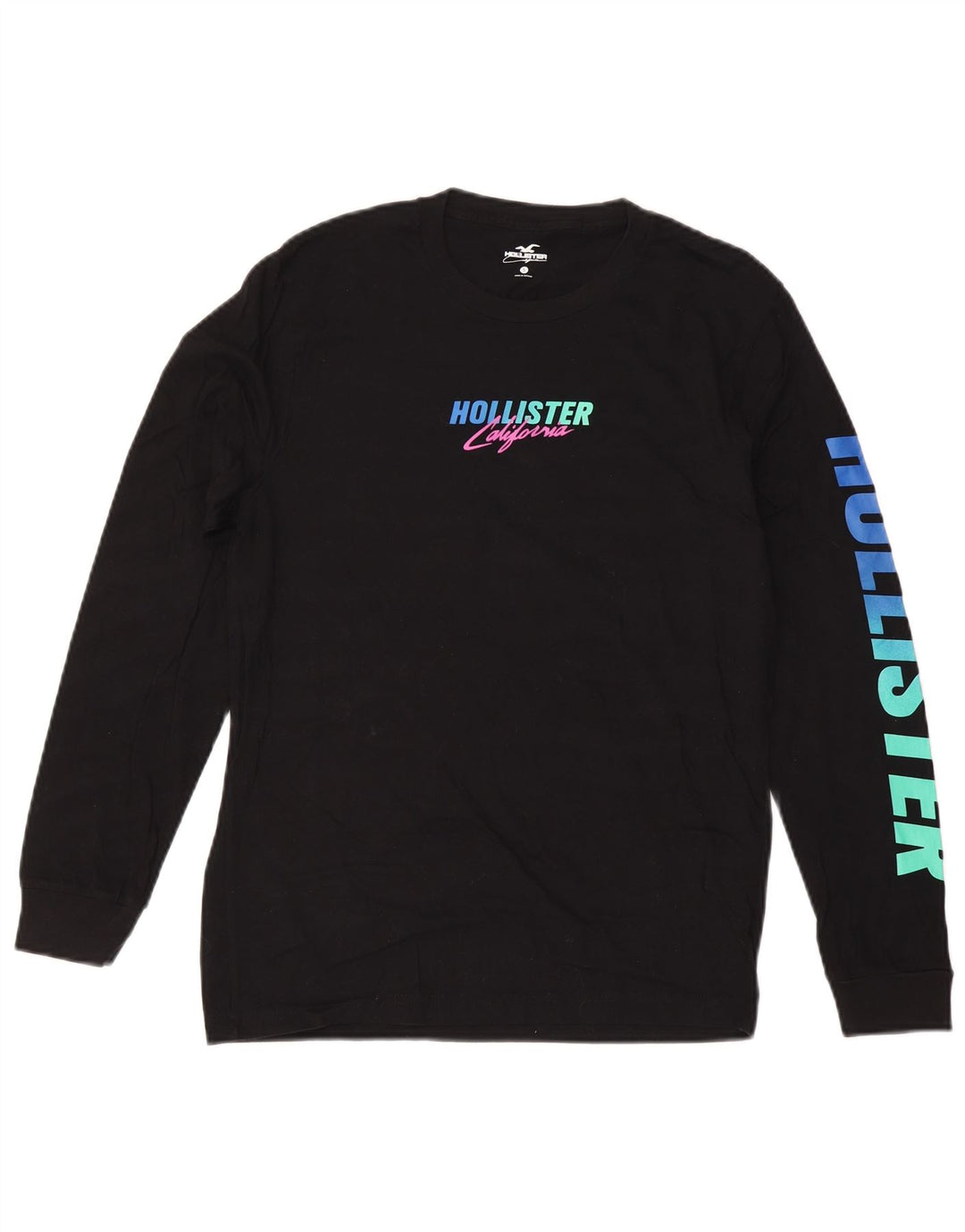 HOLLISTER Top grafic pentru femei cu mânecă lungă UK 10 mic bumbac negru