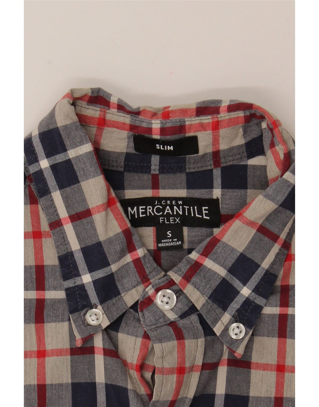 J. CREW Mens Mercantile Slim Shirt Small Navy Blue Check Cotton Vintage J. Crew and Second-Hand J. Crew from Messina Hembry 