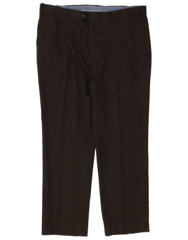 Pantaloni de costum obișnuiți, drepti, pentru bărbați, Marks & Spencer, L38 L31, poliester maro