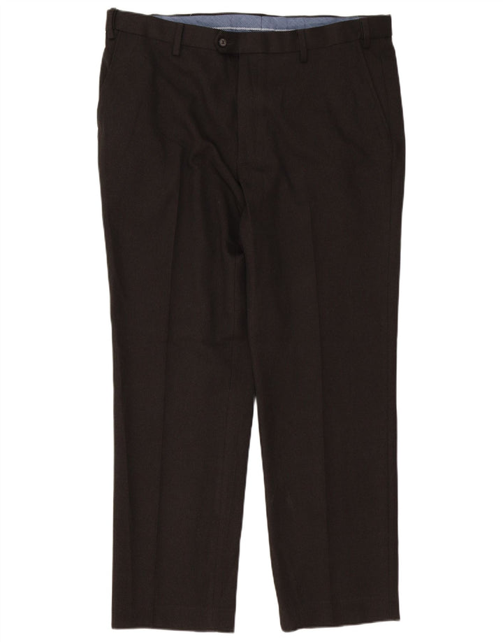 Pantaloni de costum obișnuiți, drepti, pentru bărbați, Marks & Spencer, L38 L31, poliester maro