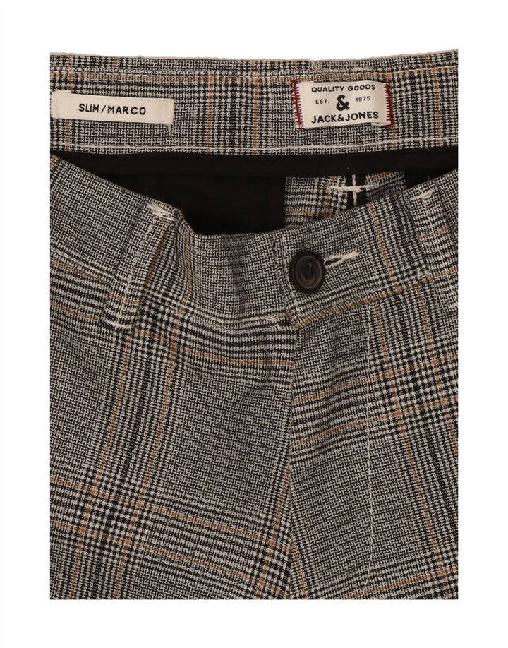 JACK & JONES Mens Marco Slim Suit Trousers W31 L27 Grey Houndstooth Vintage Jack & Jones and Second-Hand Jack & Jones from Messina Hembry 