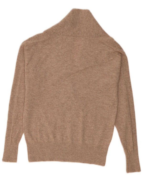 Pulover vintage cu gât șal pentru femei UK 14 Medium Bej Cașmir