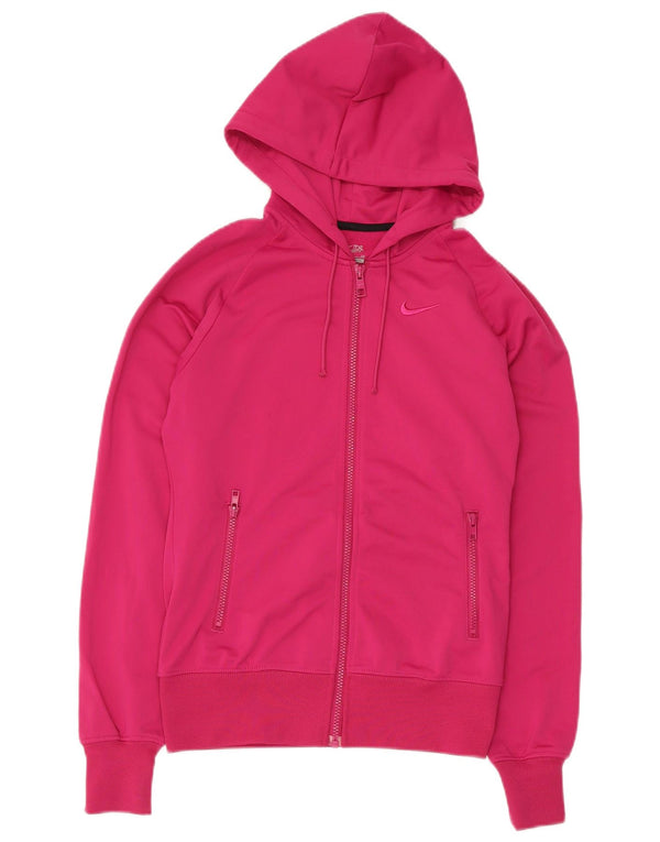 Pulover Nike pentru femei, cu fermoar, cu glugă, UK 10, poliester roz mic