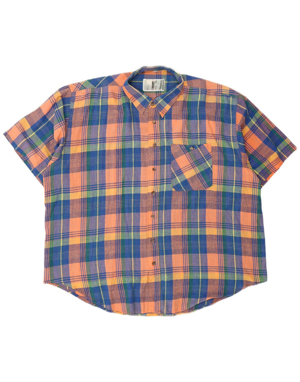 Cămașă Vintage pentru bărbați cu ajustare normală Mărimea 45/46 2XL Bumbac cu carouri multicolore