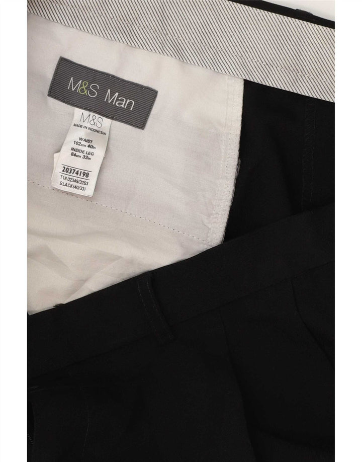 Pantaloni de costum pentru bărbați Marks & Spencer L40 L33 Poliester negru