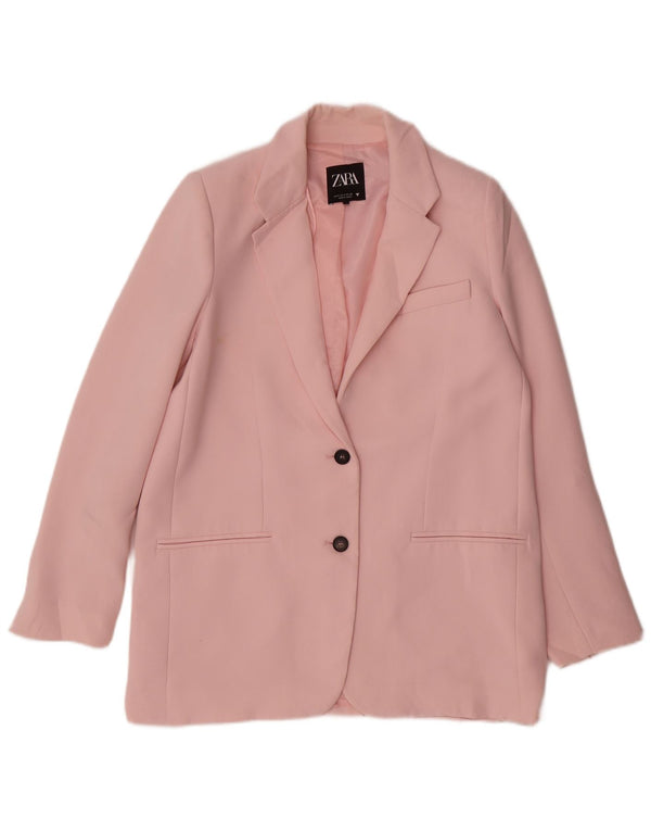 Blazer pentru femei Zara cu 2 nasturi, UK 10, poliester roz mic