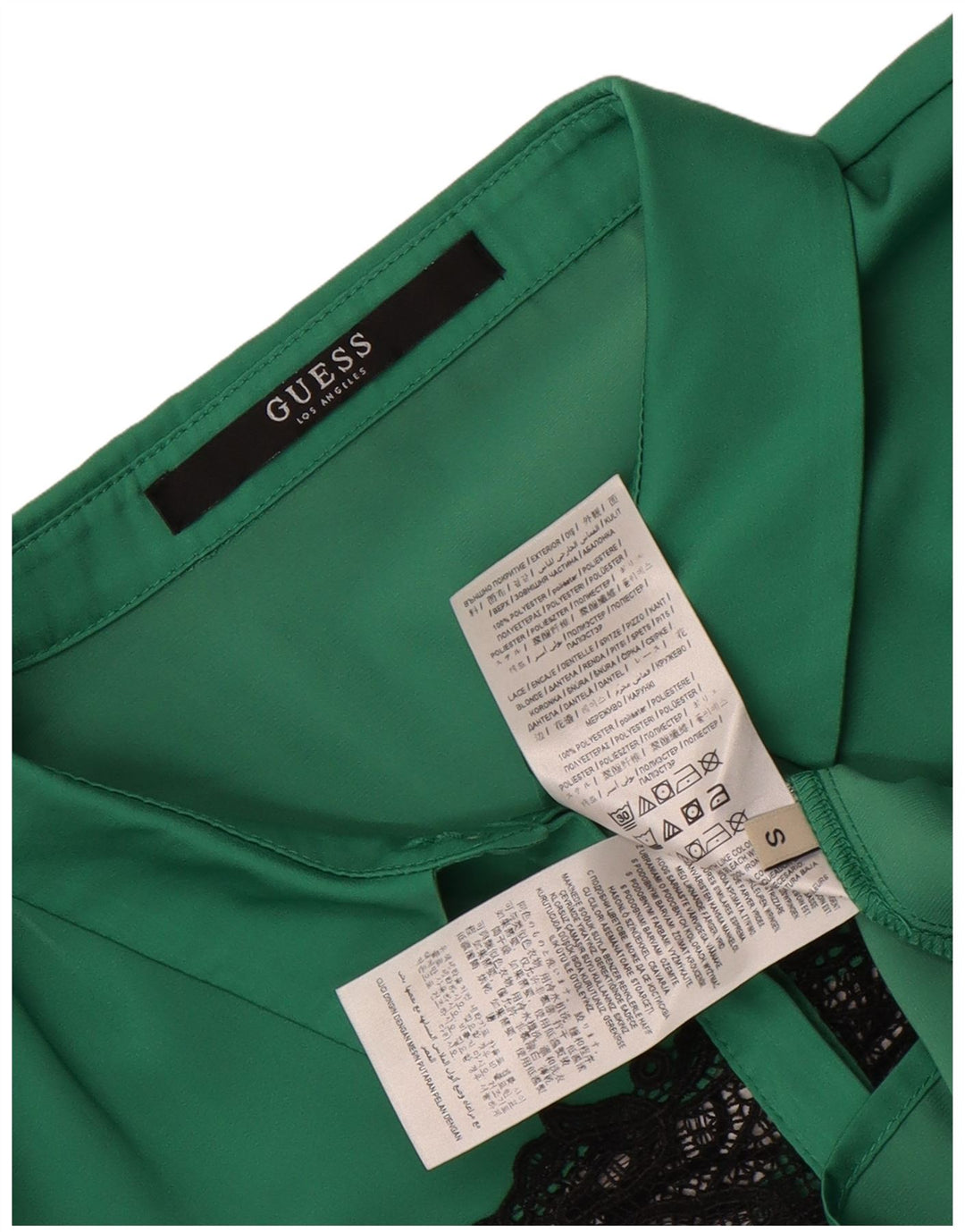 Bluză cămașă cu mânecă scurtă pentru femei Guess UK 10 Poliester verde mic
