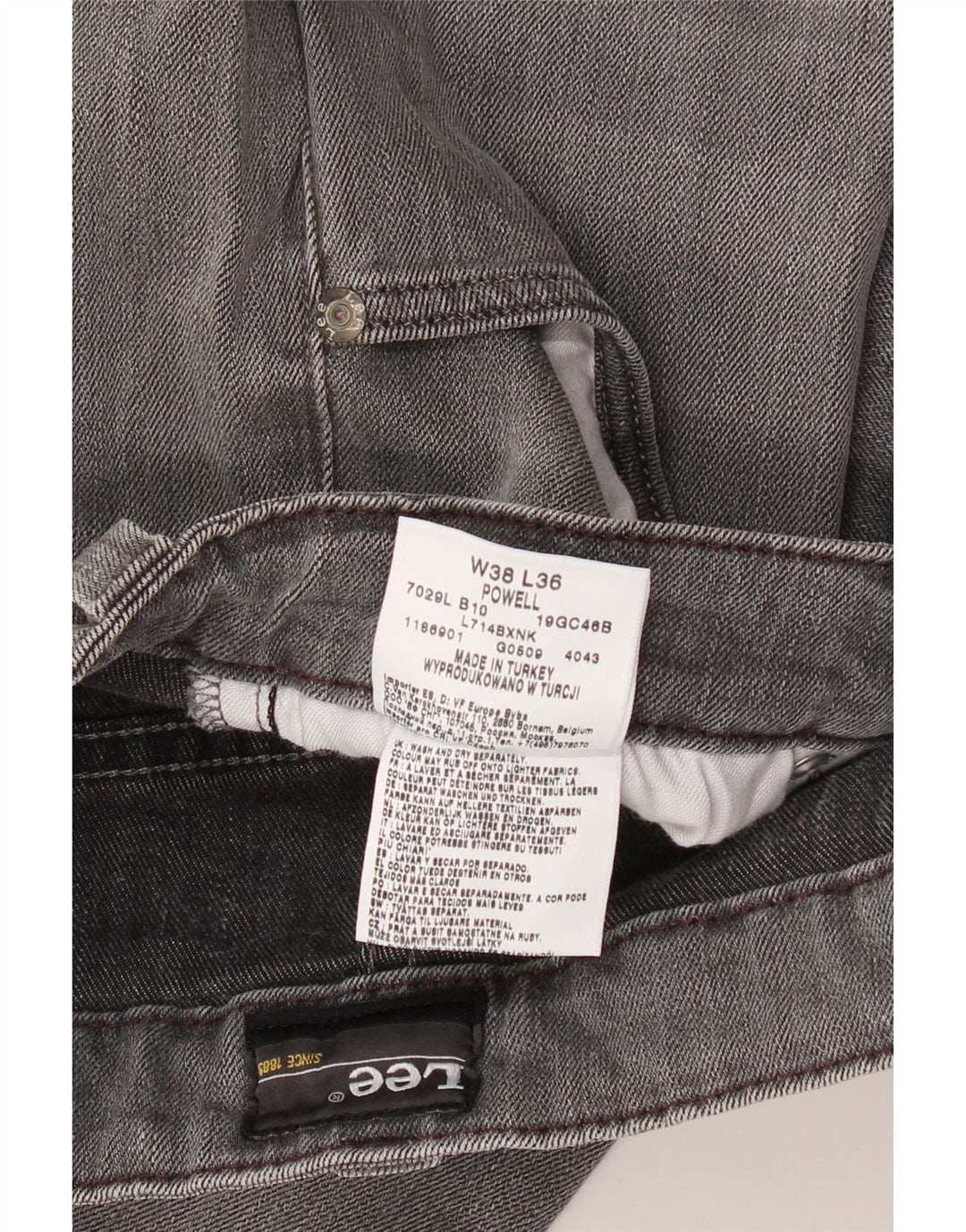 Blugi LEE Powell Slim pentru bărbați W38 L28 bumbac gri