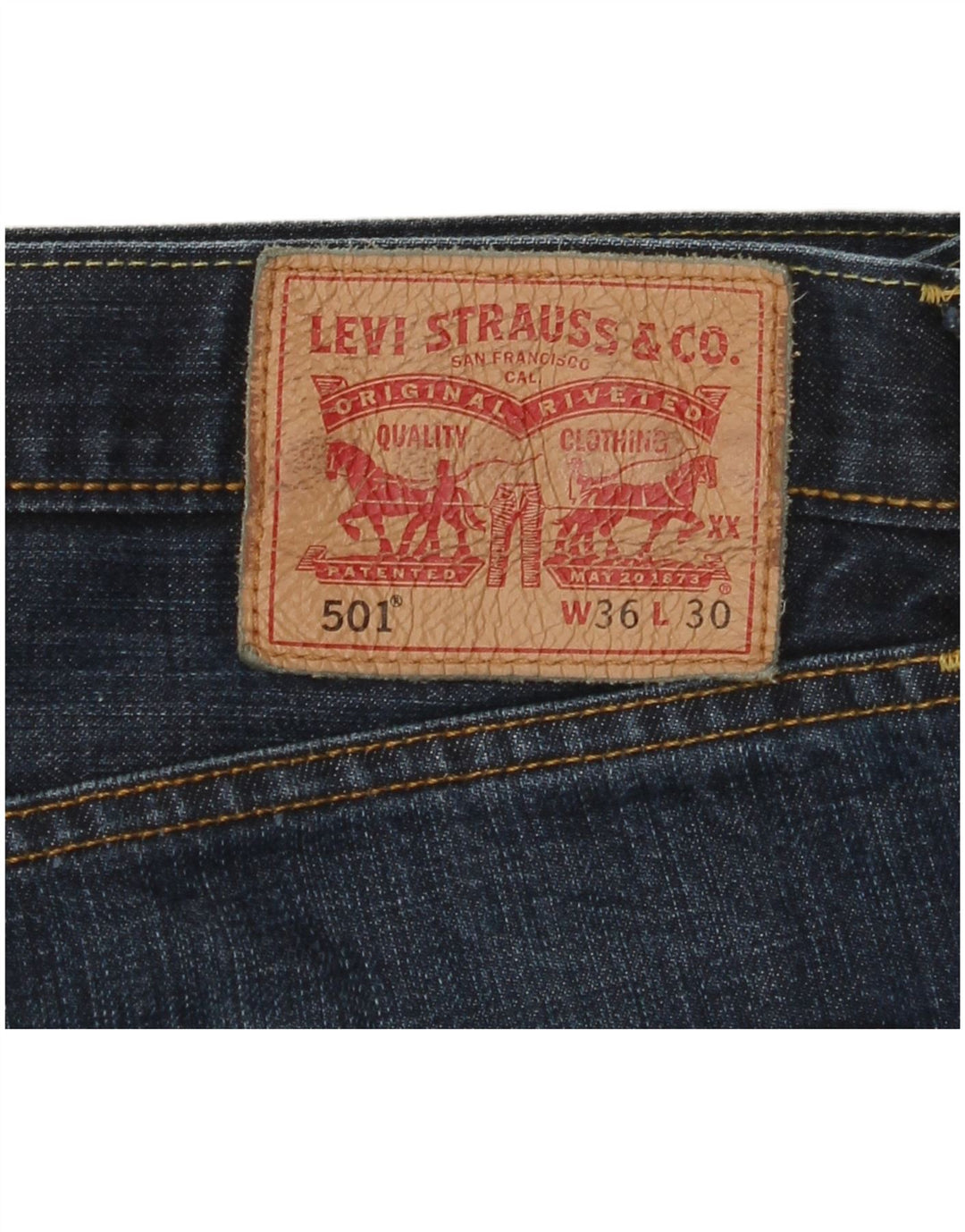 Blugi drepti pentru bărbați LEVI'S 501 W36 L30 bumbac bleumarin