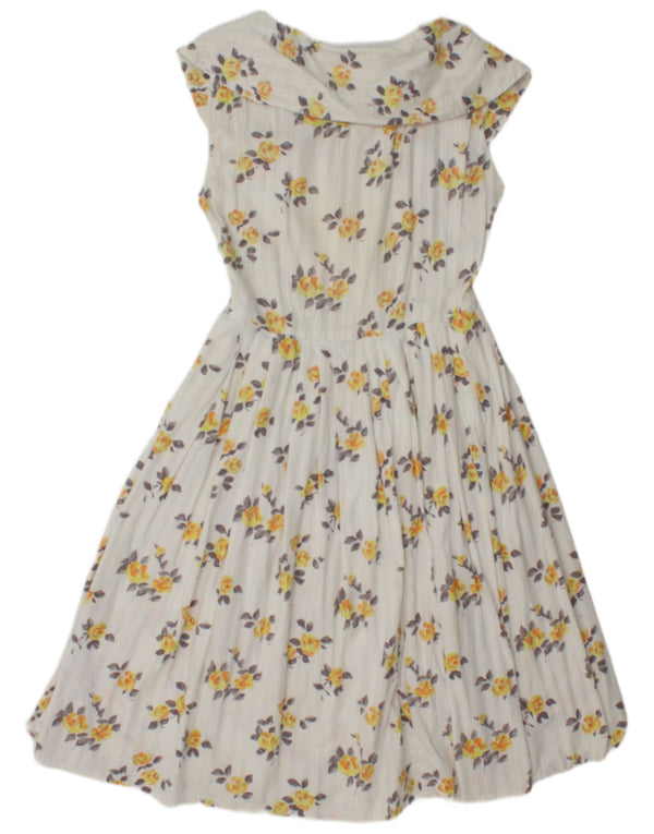Rochie vintage pentru femei în linie A UK 12 Medium White Floral