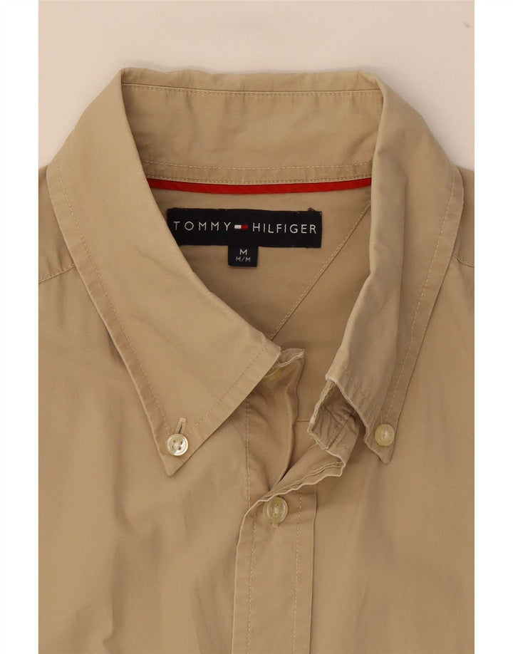 Cămașă Tommy Hilfiger pentru bărbați, bumbac mediu bej
