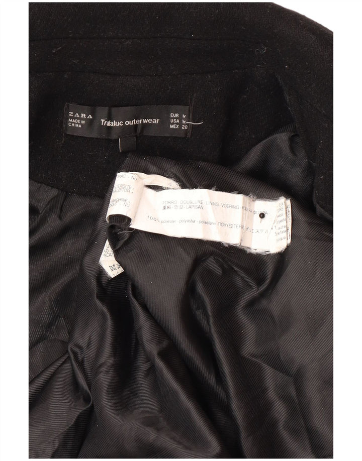 Palton dublu pentru femei Zara UK 12 Poliester negru mediu