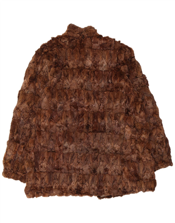 Palton reversibil din piele vintage pentru femei UK 16, piele maro mare