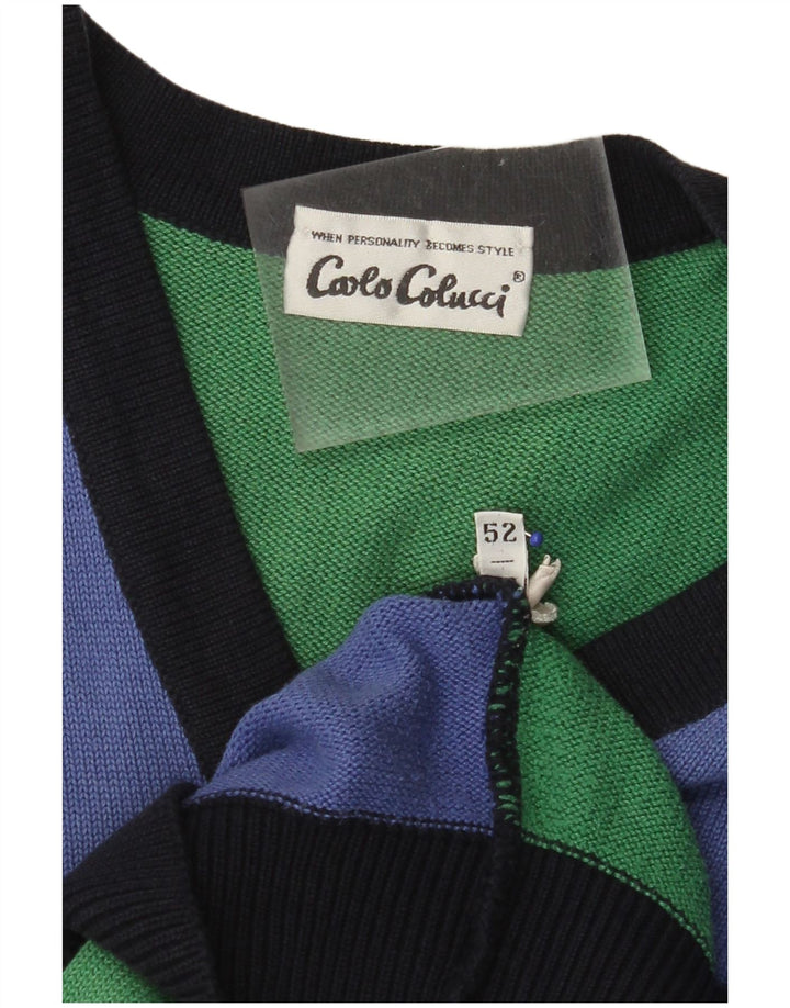 CARLO COLUCCI Vestă Tank Top Femei IT 52 2XL Albastru Colorblock Poliacrilic