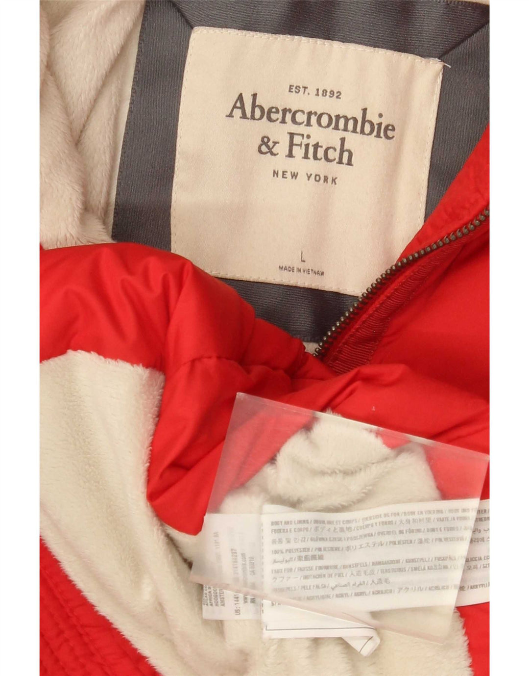 Jachetă căptușită cu glugă pentru femei Abercrombie & Fitch UK 16 Poliester roșu mare