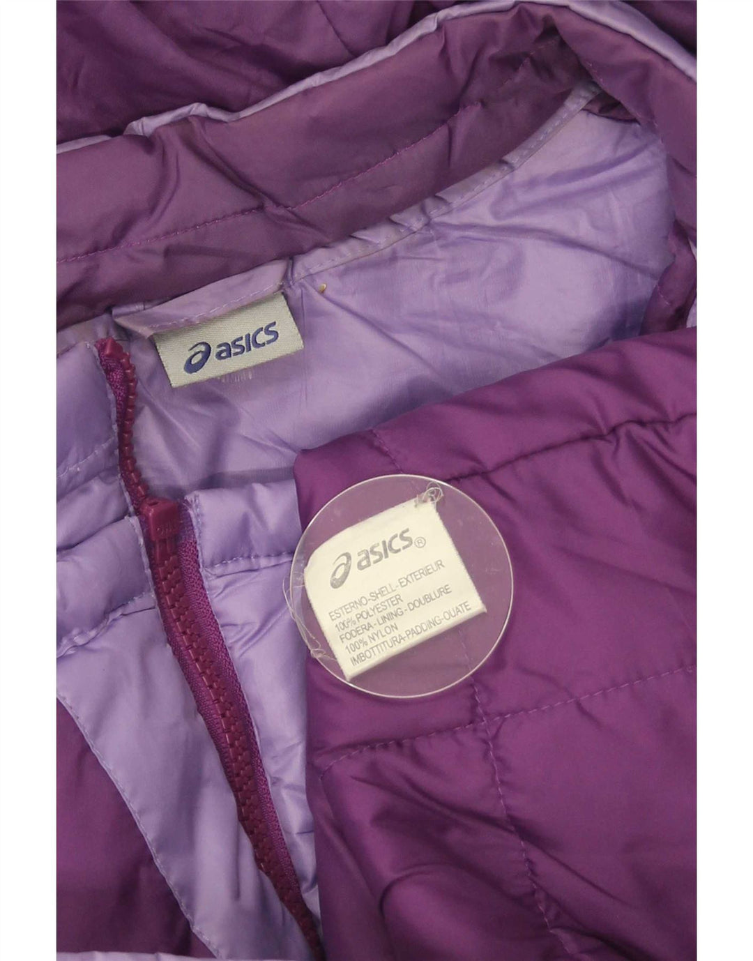 Jachetă căptușită cu glugă Asics pentru femei UK 10 Poliester violet mic
