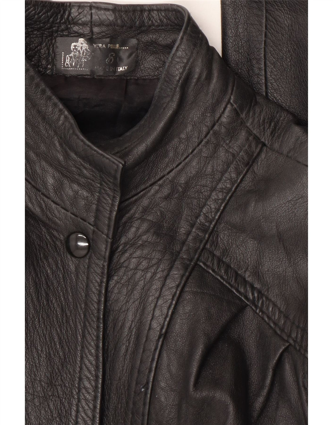 Jachetă de piele vintage pentru femei UK 14 Medium Black Leather