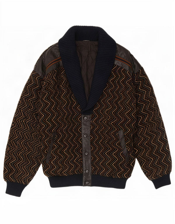 Jachetă Bomber Vintage pentru bărbați din tricot UK 42 XL maro chevron