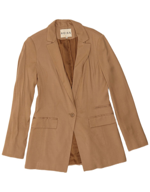 Sacou blazer pentru femei Reiss cu 1 nasture UK 10 mic Bej Viscoza