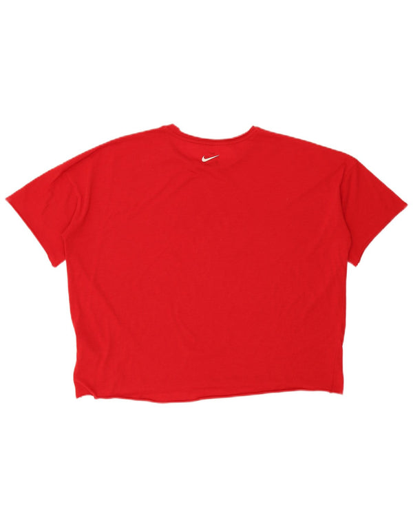 Tricou grafic supradimensionat Nike Dri Fit Crop pentru femei UK 14 Medium Red