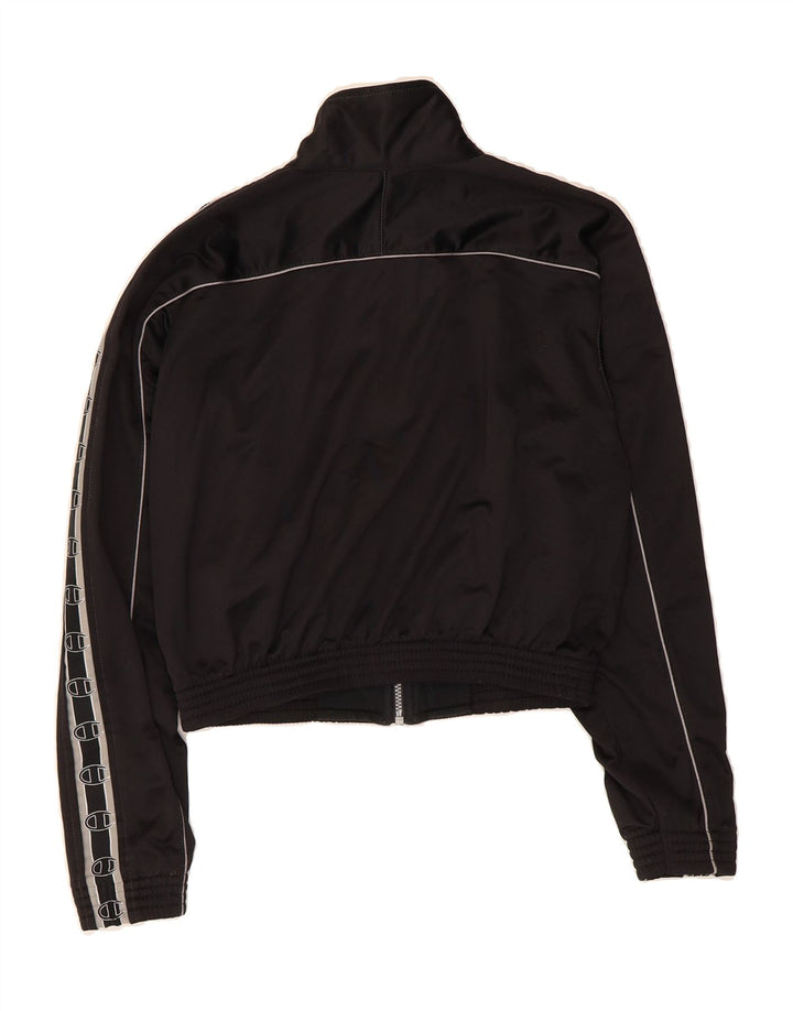 CHAMPION Womens Crop Graphic Tracksuit Top Jacket UK 16 Large Black Vintage Champion and Second-Hand Champion from Messina Hembry 