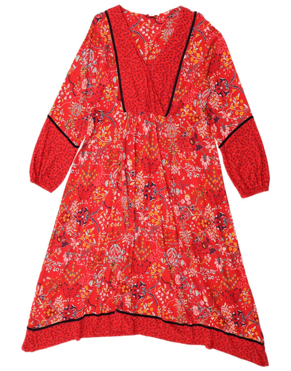 Rochie Empire pentru femei Monsoon UK 16 mare, roșu, bumbac floral