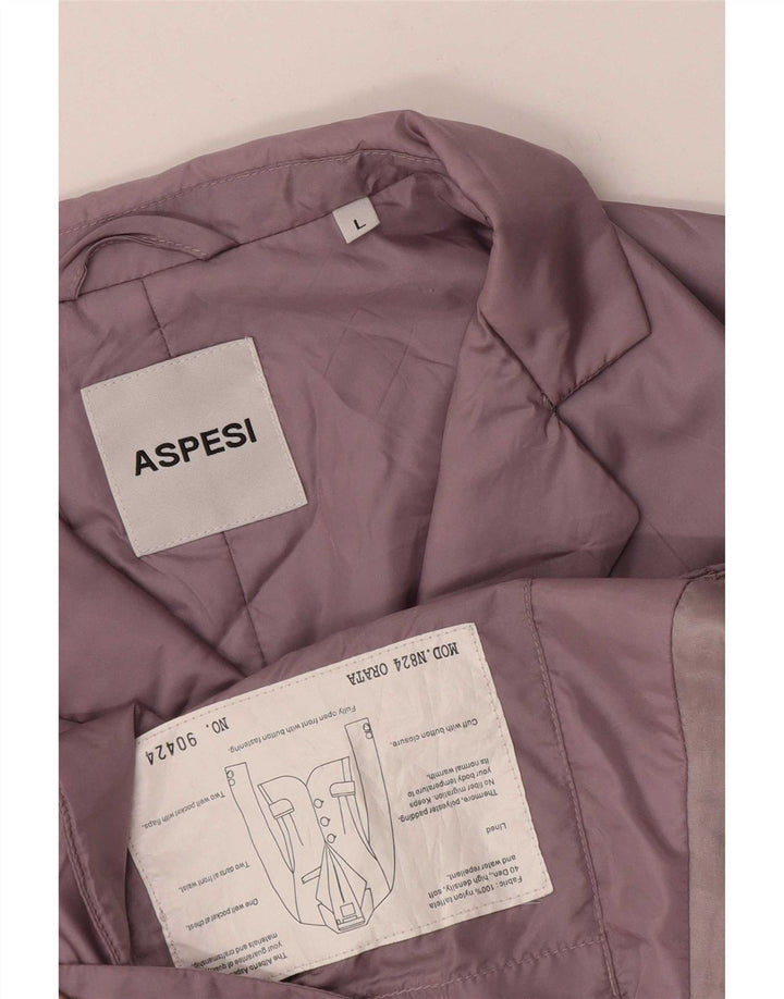 Aspesi Jachetă Blazer Captusă cu 3 Nasturi pentru Femei UK 14 Mare Violet Nylon
