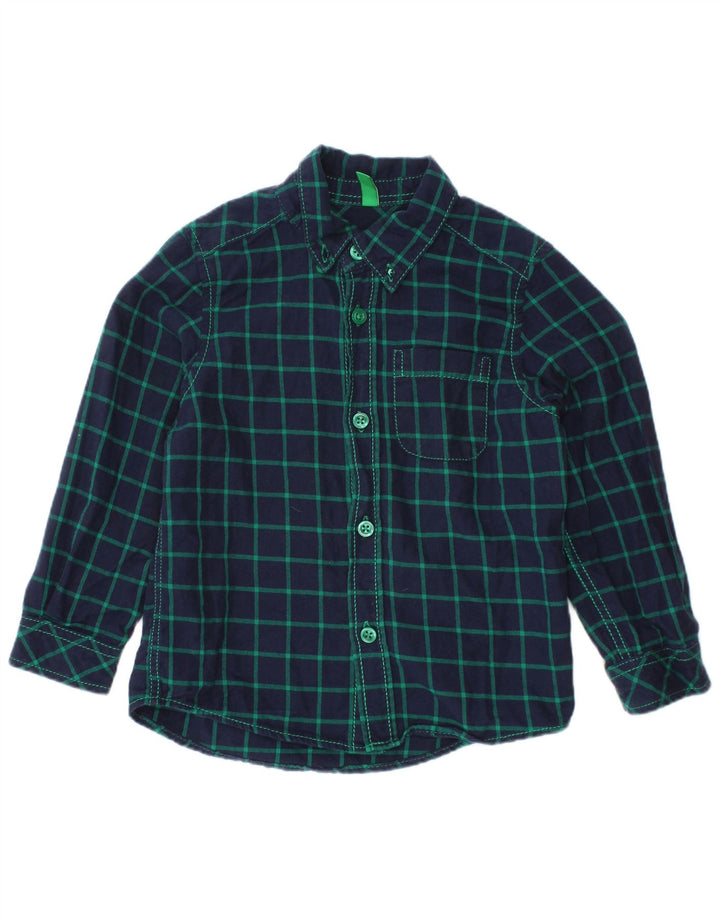 Cămașă de flanel BENETTON pentru bebeluși 18-24 luni, bumbac cu carouri bleumarin