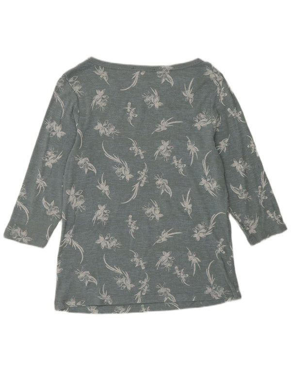 Marks & Spencer Top pentru femei cu mâneci 3/4 UK 16 mare, albastru, bumbac floral