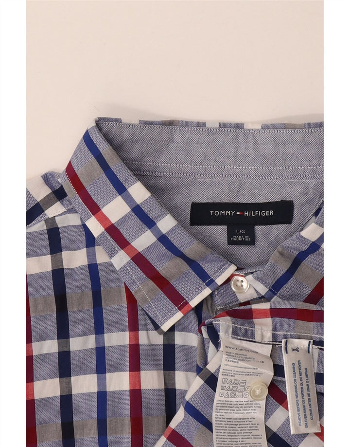 Cămașă cu mânecă scurtă Tommy Hilfiger pentru bărbați, bumbac cu carouri albastre mari