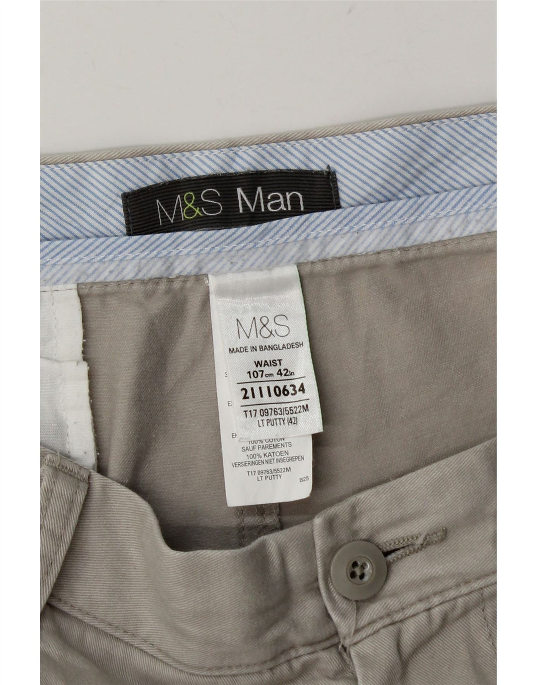 Pantaloni scurți chino pentru bărbați Marks & Spencer W42 2XL bumbac gri