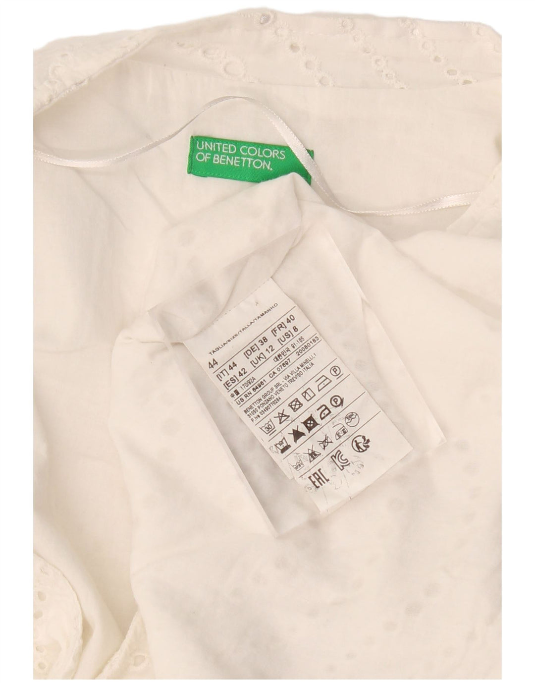 BENETTON Womens 1 Button Blazer Jacket UK 12 Medium White Cotton