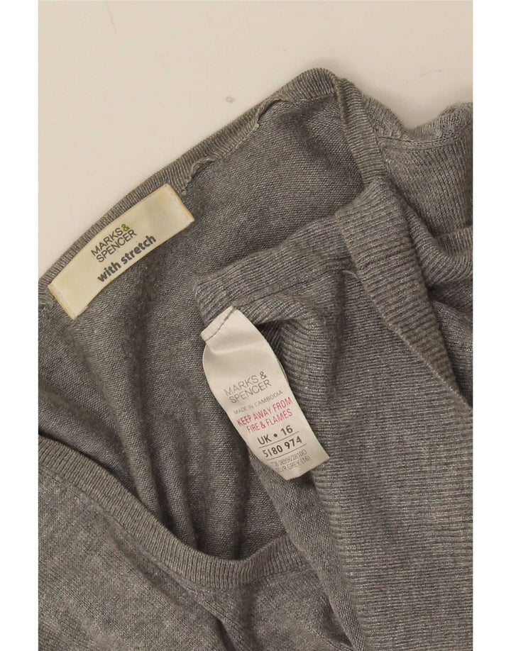 Pulover cardigan pentru femei Marks & Spencer UK 16 mare poliamidă gri