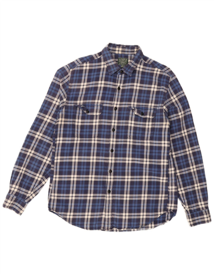 Cămașă de flanel pentru bărbați J. Crew, carouri albastre medii