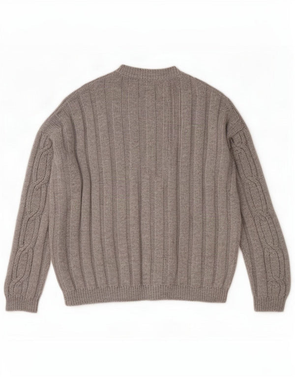 Marks & Spencer Womens Crew Neck Jumper Sweater UK 14 Large Grey Cotton
