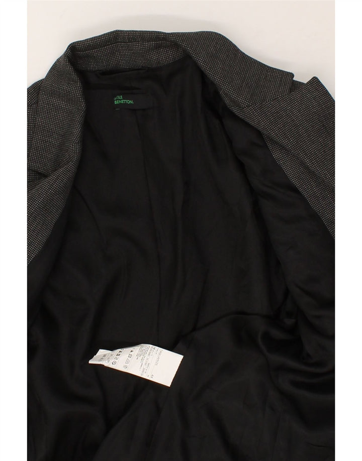 BENETTON Womens 1 Button Blazer Jacket IT 44 Medium Grey Polyester Vintage Benetton and Second-Hand Benetton from Messina Hembry 