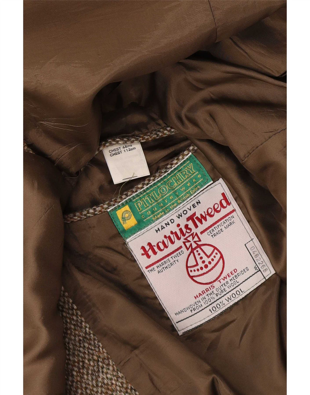 Jachetă pentru bărbați Harris Tweed cu 2 nasturi, UK 44 XL, lână maro