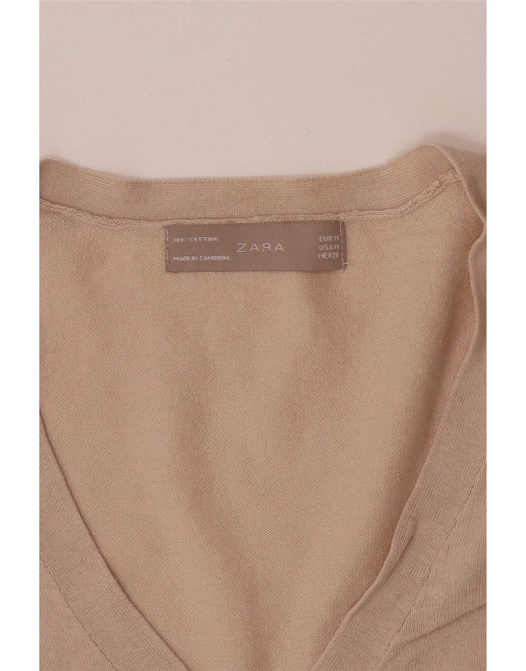 Pulover Cardigan pentru Damă Zara UK 12 Medium Bej Bumbac