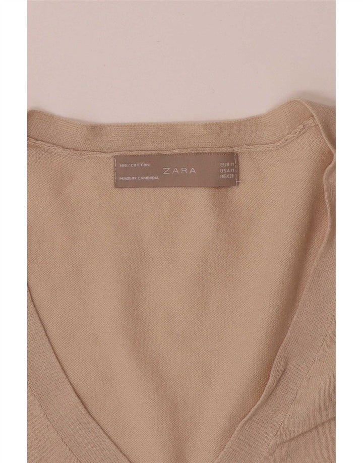 Pulover Cardigan pentru Damă Zara UK 12 Medium Bej Bumbac