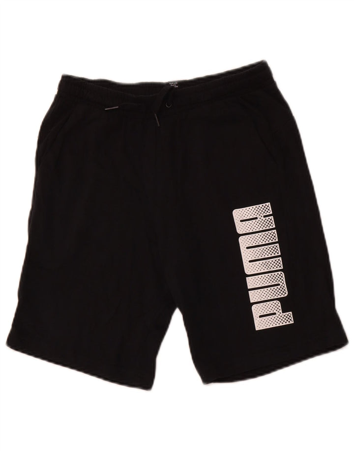 Pantaloni scurți sport grafic PUMA pentru băieți 11-12 ani, negru