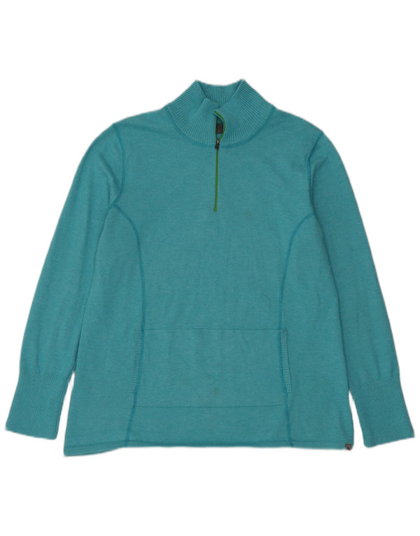 Pulover pentru femei Eddie Bauer cu fermoar și gât, UK 18 XL, poliester albastru