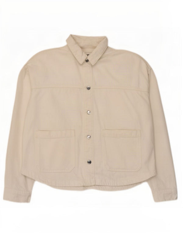 Zara Womens Oversized Denim Jacket UK 10 Small White Cotton