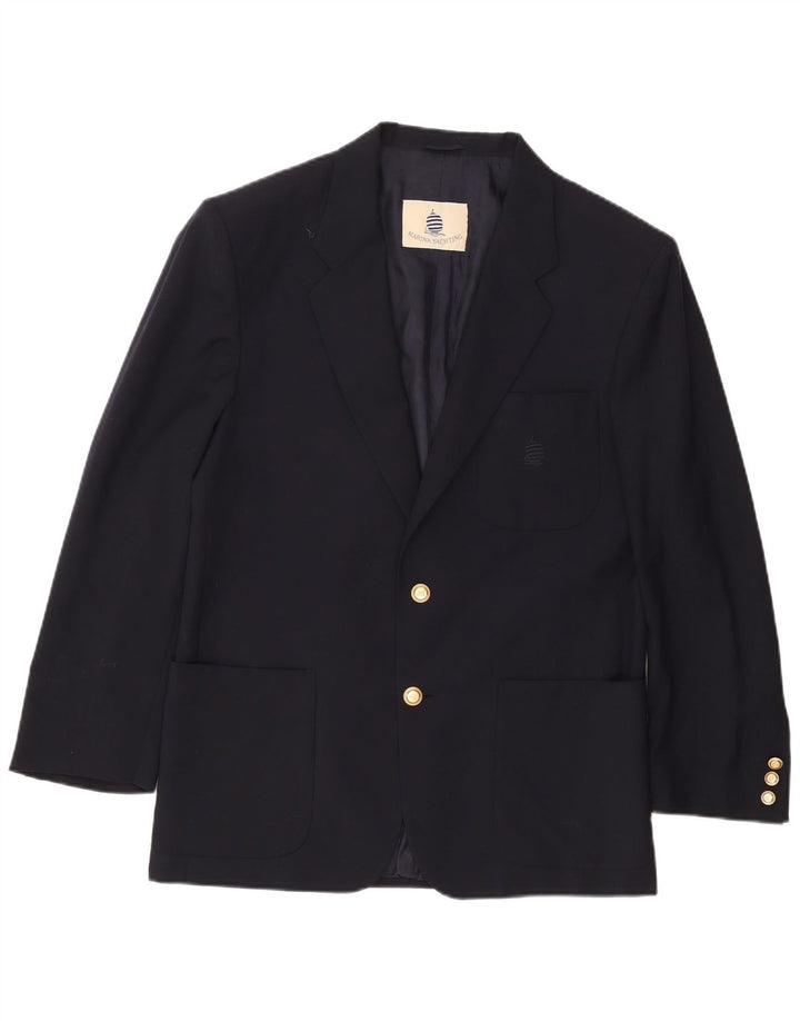 MARINA YACHTING Mens 2 Button Blazer Jacket UK 40 Large Navy Blue Wool