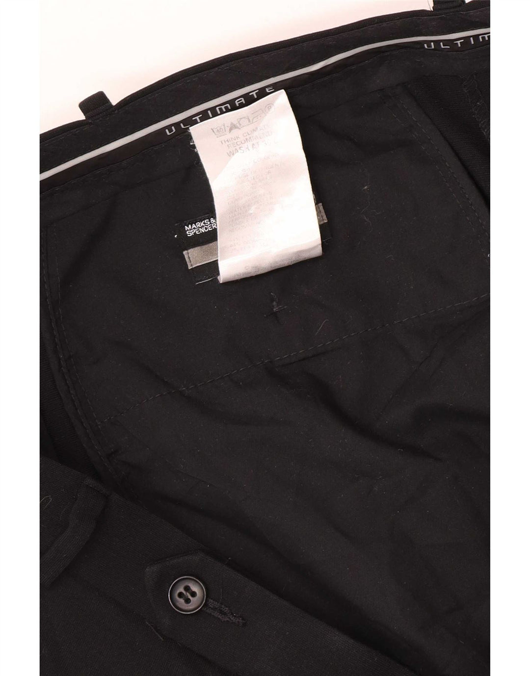 Pantaloni de costum obișnuiți pentru bărbați Marks & Spencer L38 L33 Poliester negru