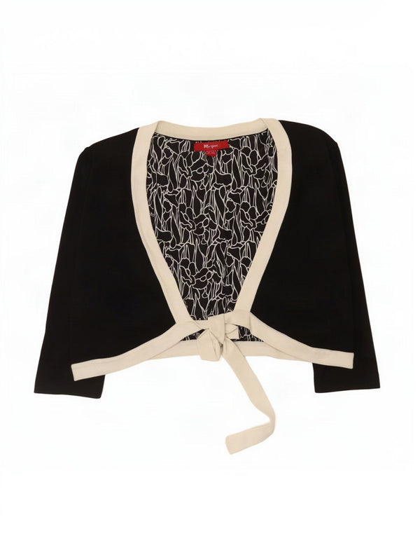 Top cardigan cu mâneci 3/4 pentru femei Monsoon UK 14, mare, negru, bloc de culoare