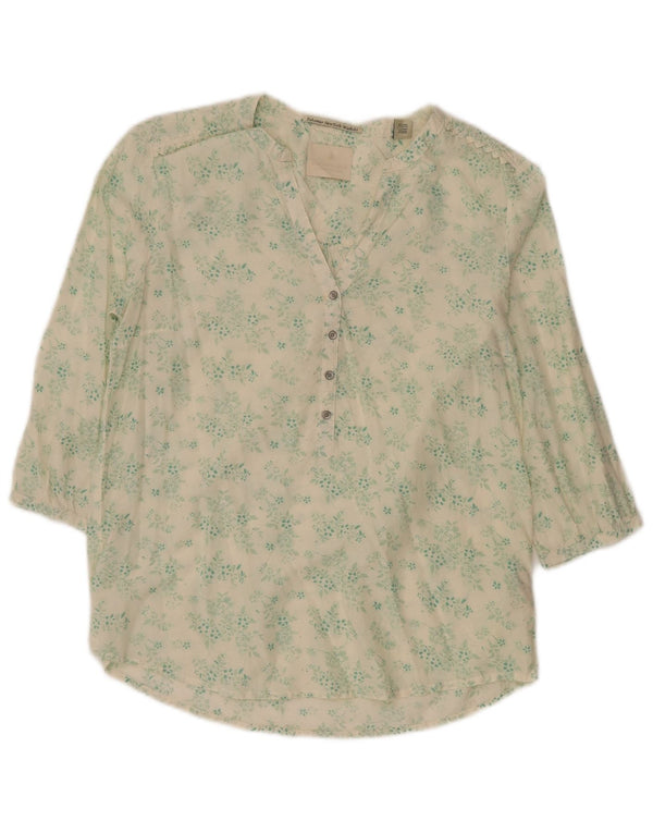 MAISON SCOTCH Bluză pentru femei supradimensionată cu mâneci 3/4 Top US 2 XS Verde Floral